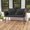 Outdoor 2-Seater Rattan Bench Chair with Comfortable Cushions and Metal Legs